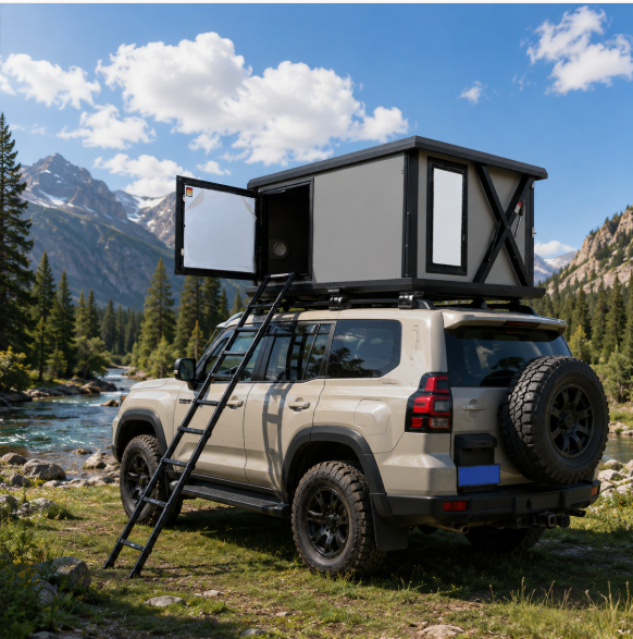 Electric HardShell Aluminum Rooftop Tent With Balcony